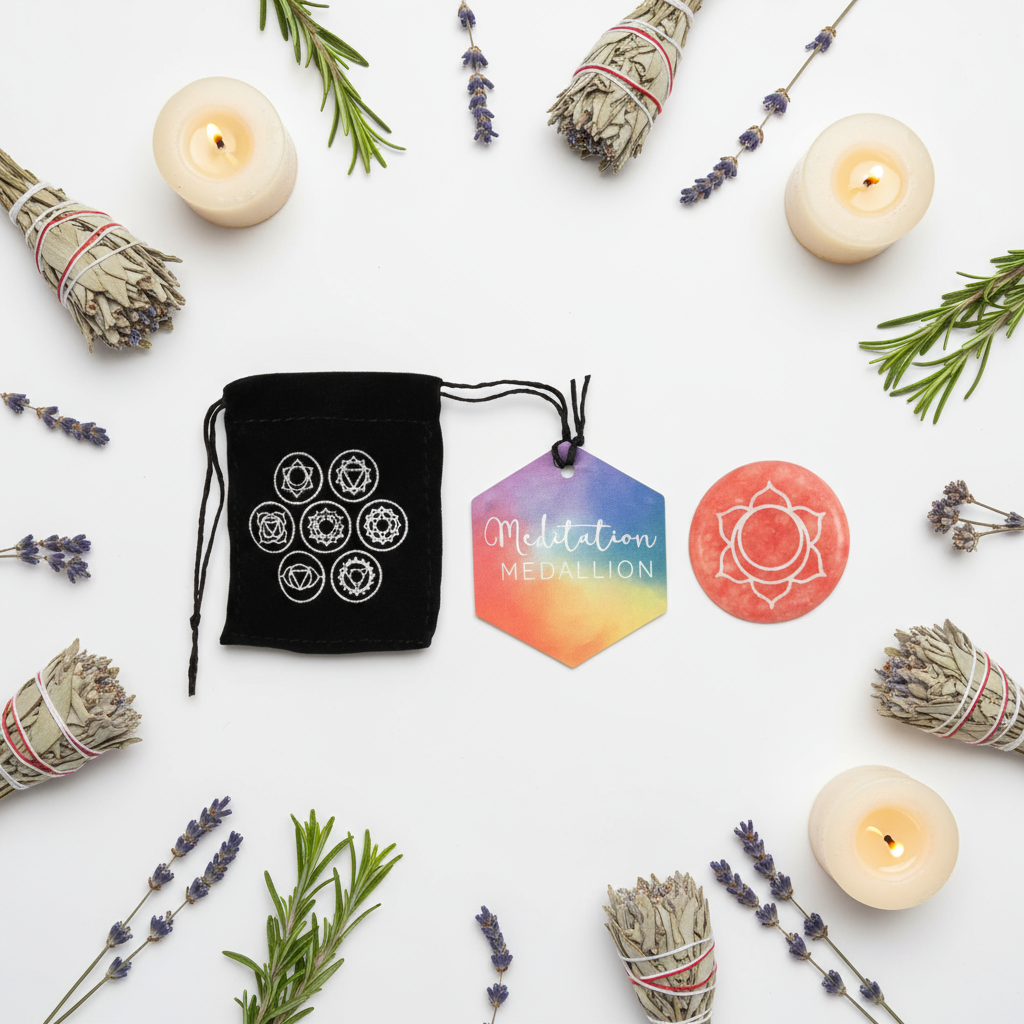 Meditation set with all items, herbs and candles