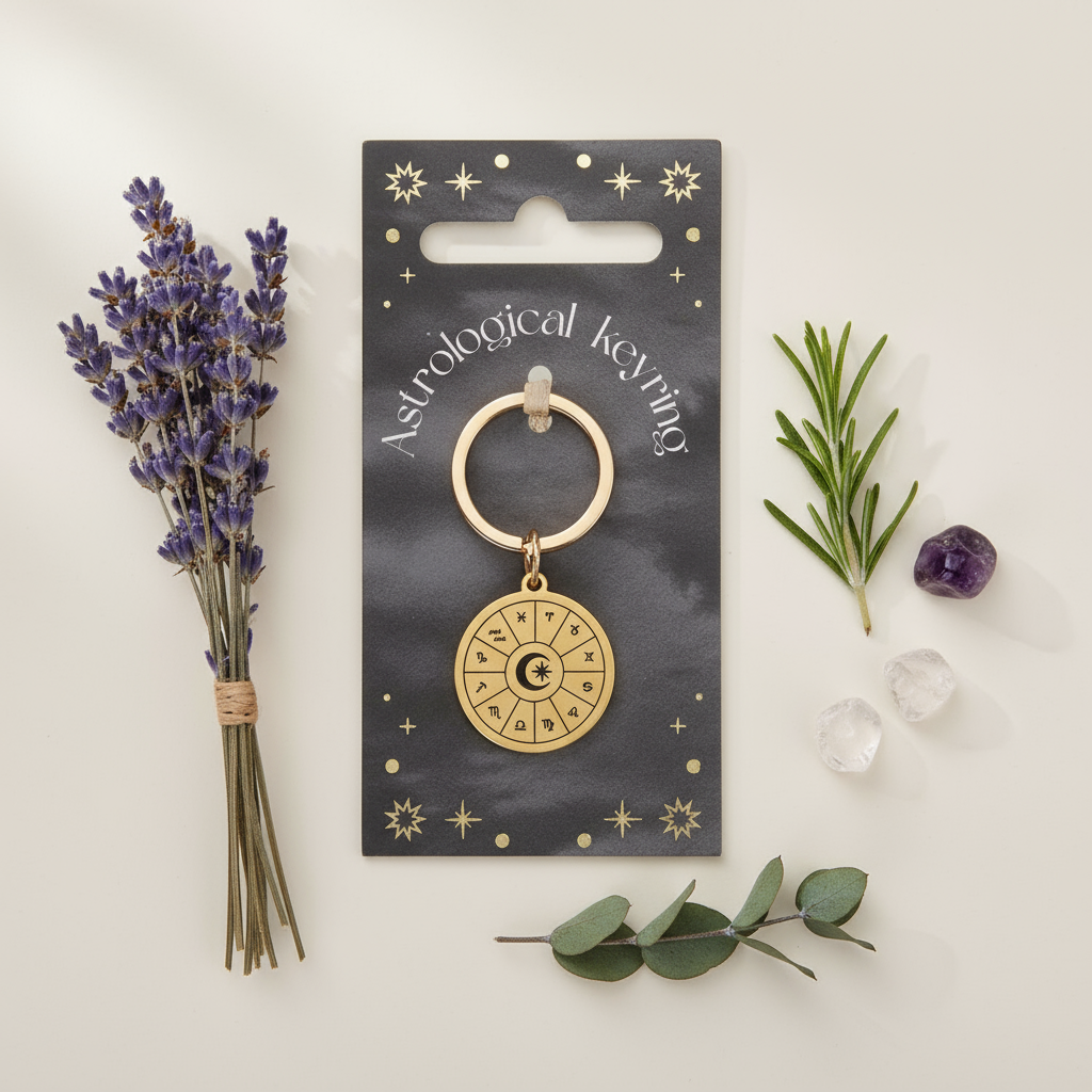 Minimalist Witchy Astrological Keyring