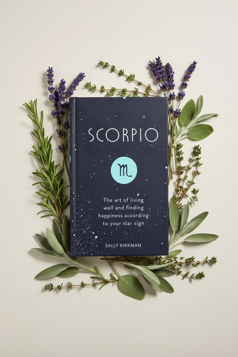 Scorpio book with herbs