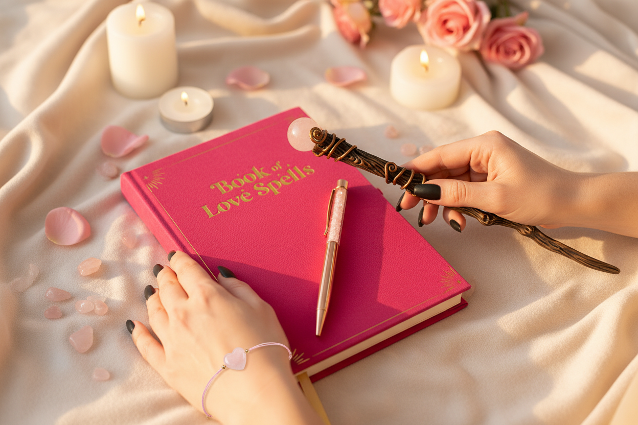 Wand, Book and Pen - Book Cover Visible